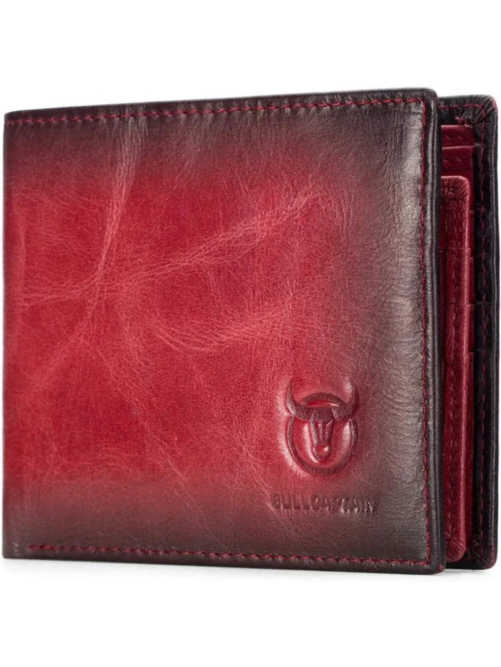 Genuine Leather RFID Wallet for Men, Slim Design, Stylish Crimson Color